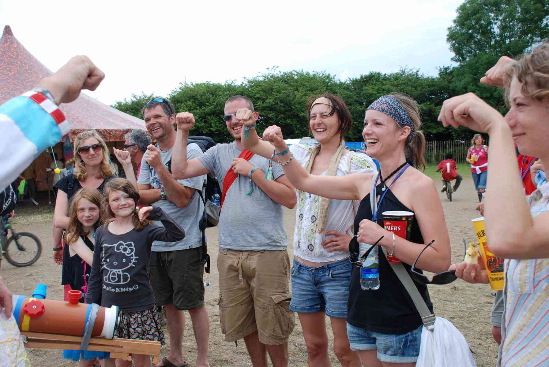 Science busking Audience members mime receipt of their virtual degree for the University of Easy Access.